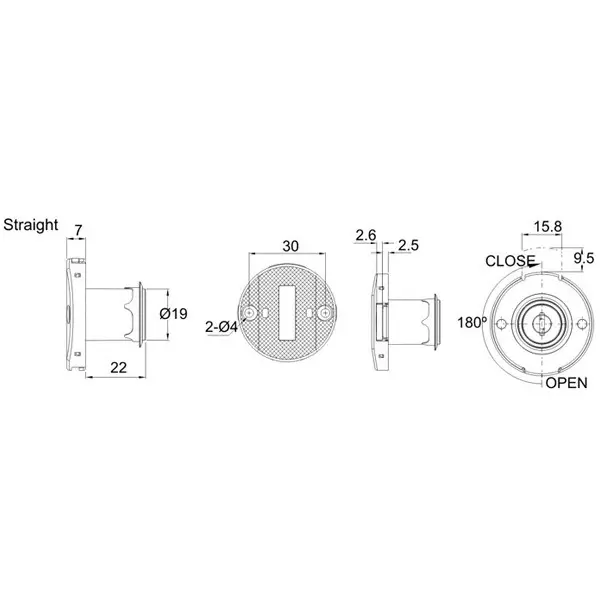 ebco-target-multi-purpose-lock-round-straight-nickel-plated-finish-and-click-action-mechanism-e-mpl1-22
