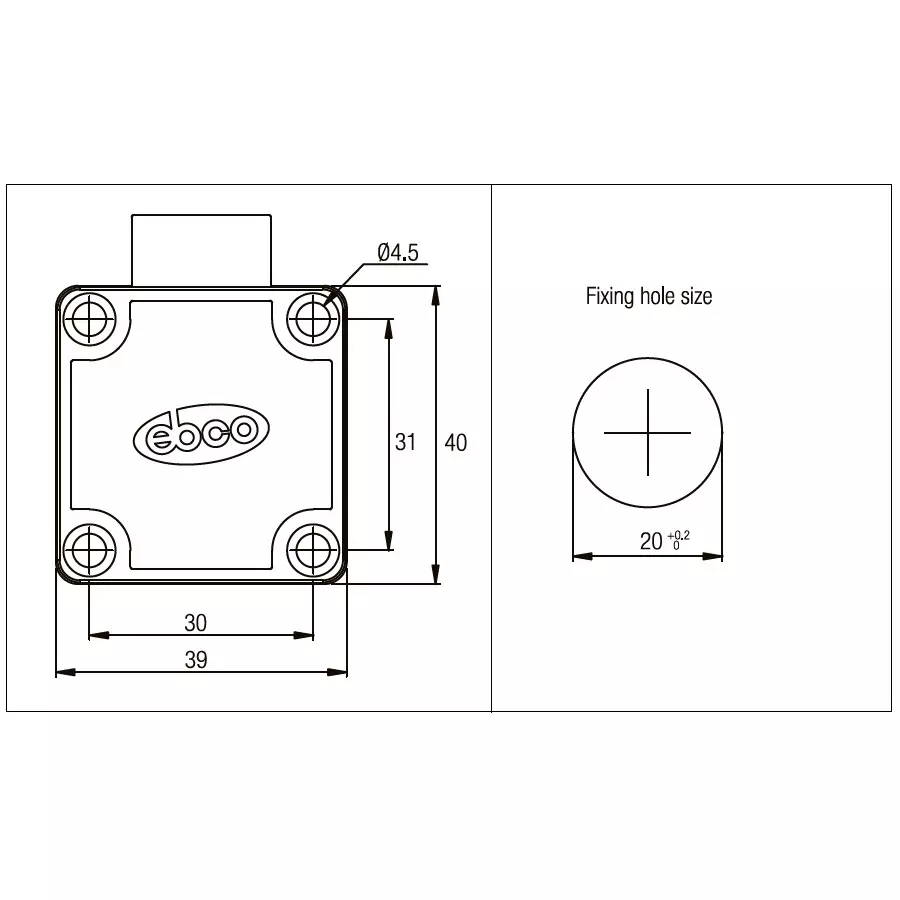 ebco-target-square-lock-with-receiver-plate-size-22-mm-nickel-plated-finish-and-19-mm-cutout-e-sql2-22