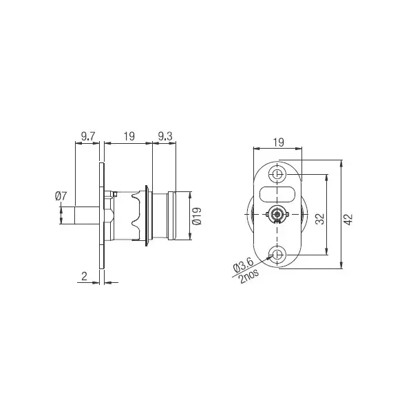 Ebco Target Push Lock Nickel Plated Finish and 20 mm Cutout, E-MPT1-22