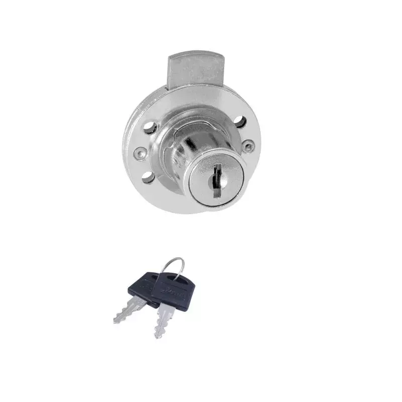 OZONE Circular Multi Purpose Lock With Curved Rectangular Bolt 20 mm Barrel Length Nickel Steel Key, OE-MPL-RP 22MM CP