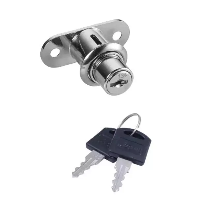 OZONE Push Wardrobe Sliding Door Lock 32 mm Door Thickness Plastic head Key Material 32 mm Barrel Length Zinc Die Cast Lock, OE-WSL2-32P STD CP