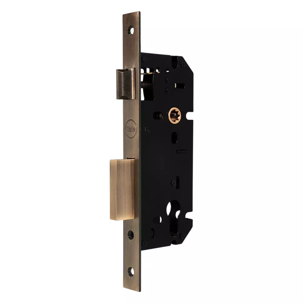 Yale Premium Residential Mortise Locks 45 mm Backset Antique Brass Finish Brass with Reversible Latch Lock, 24-8545 BRSS04 AB-S
