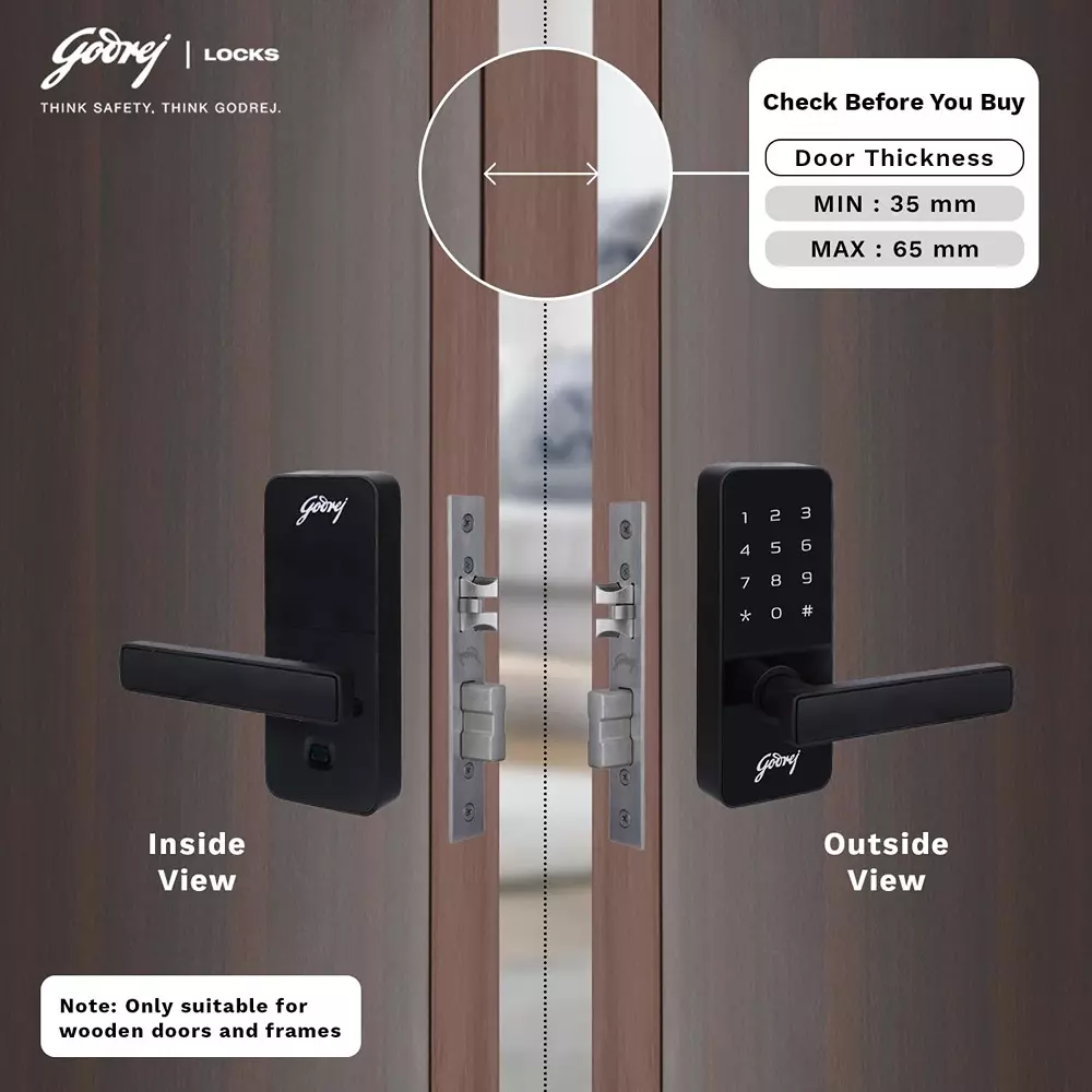 Godrej Digital Mortise Lock Catus Touch 50 mm Black, 4199