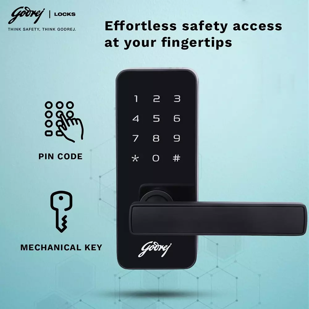 Godrej Digital Mortise Lock Catus Touch 50 mm Black, 4199