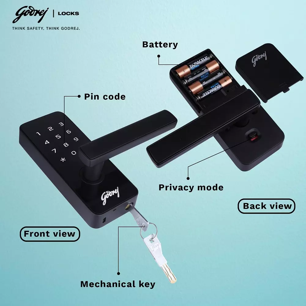 Godrej Digital Mortise Lock Catus Touch 50 mm Black, 4199