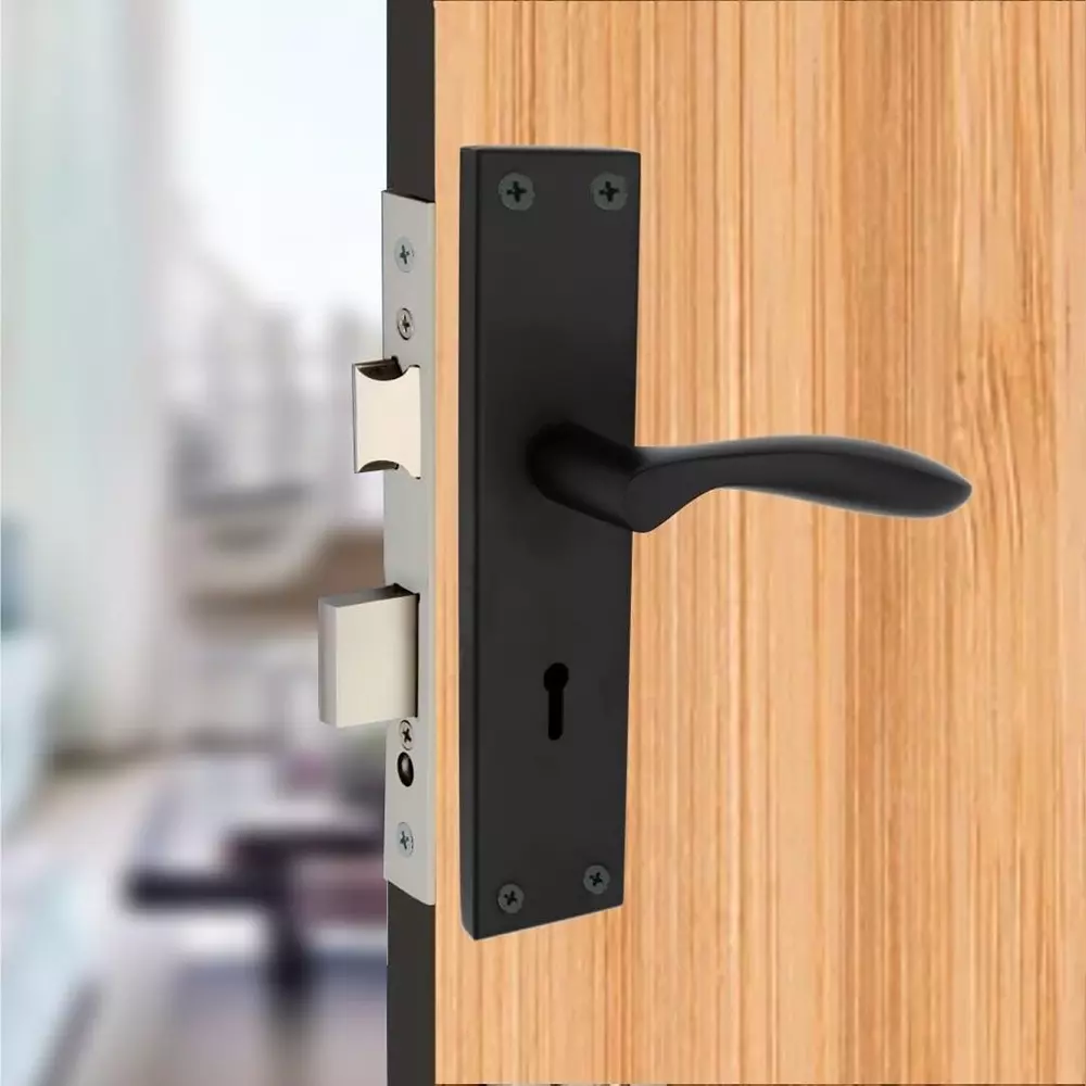 Harrison B-444 Series Mortise Lock Set 60 mm Aluminium Black Finish with 3 Keys, 22530