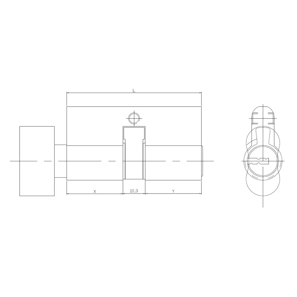 Ebco Mortise Door Lock Cylinder Brass Zen - 60 Key x Knob Type Brushed Nickel Finish and Size 60 mm, MDLCBZ-60-1K-NB