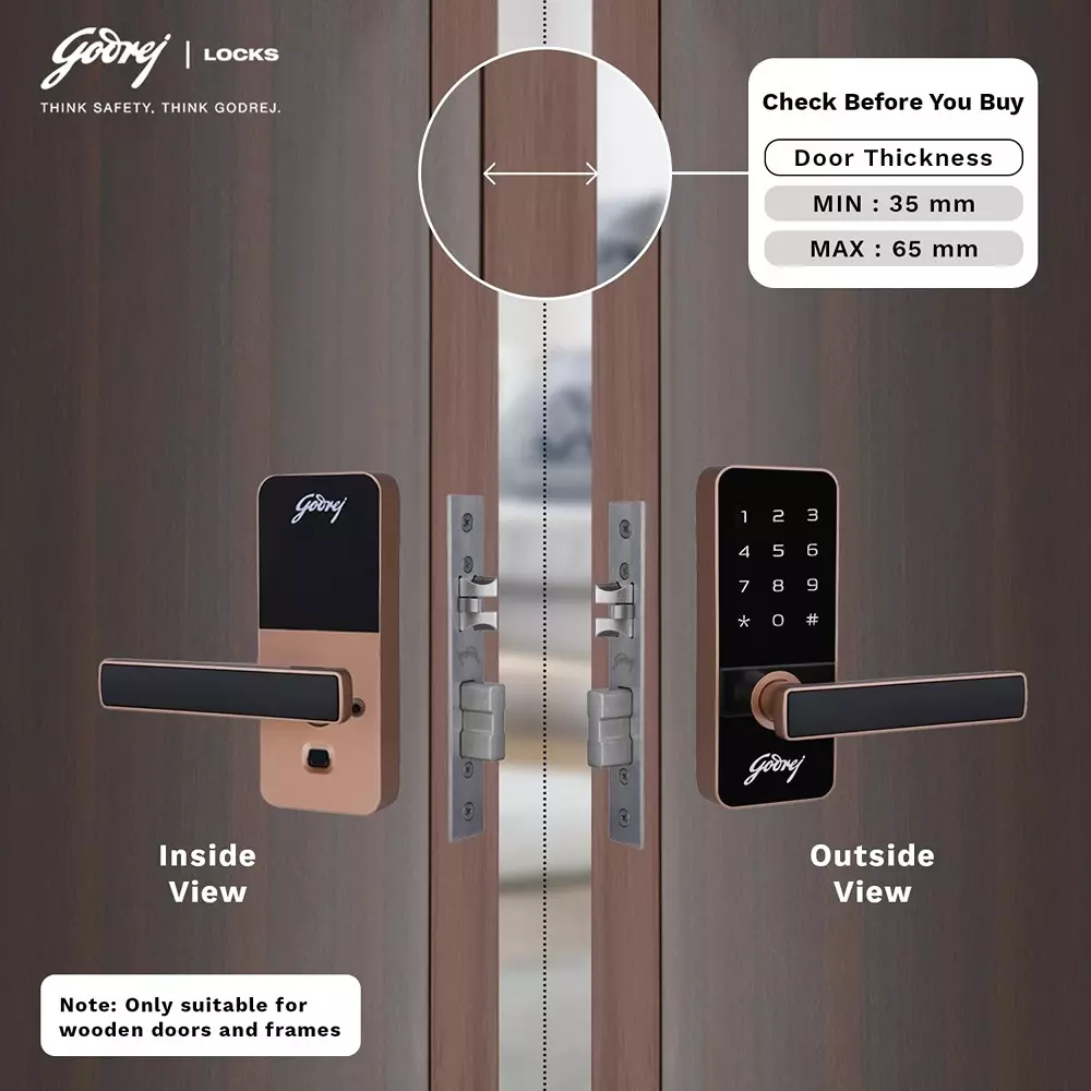 Godrej Digital Mortise Lock Catus Touch 50 mm Rose Gold, 4201