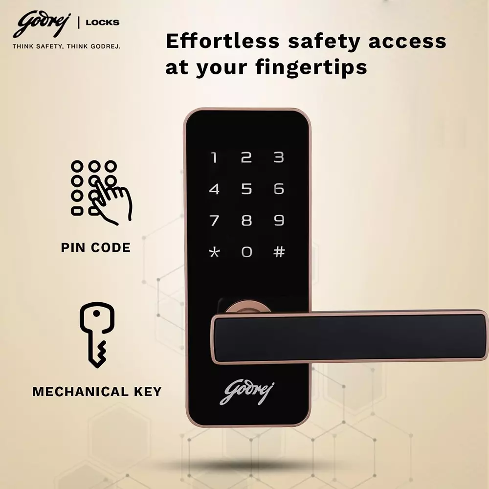 Godrej Digital Mortise Lock Catus Touch 50 mm Rose Gold, 4201