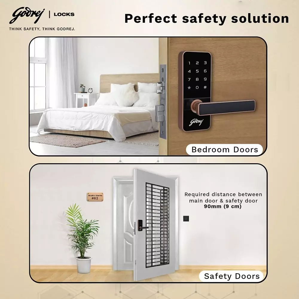 Godrej Digital Mortise Lock Catus Touch 50 mm Rose Gold, 4201