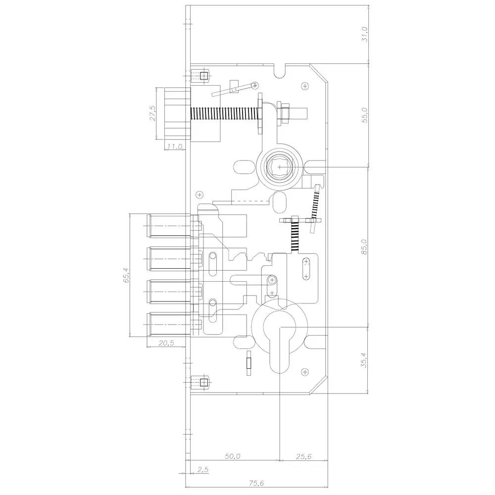 Ebco Mortise Door Lock Body Brass Zen 1 Antique Brass Finish and Size 85x50 mm, MDLBBZ1-50-AQ
