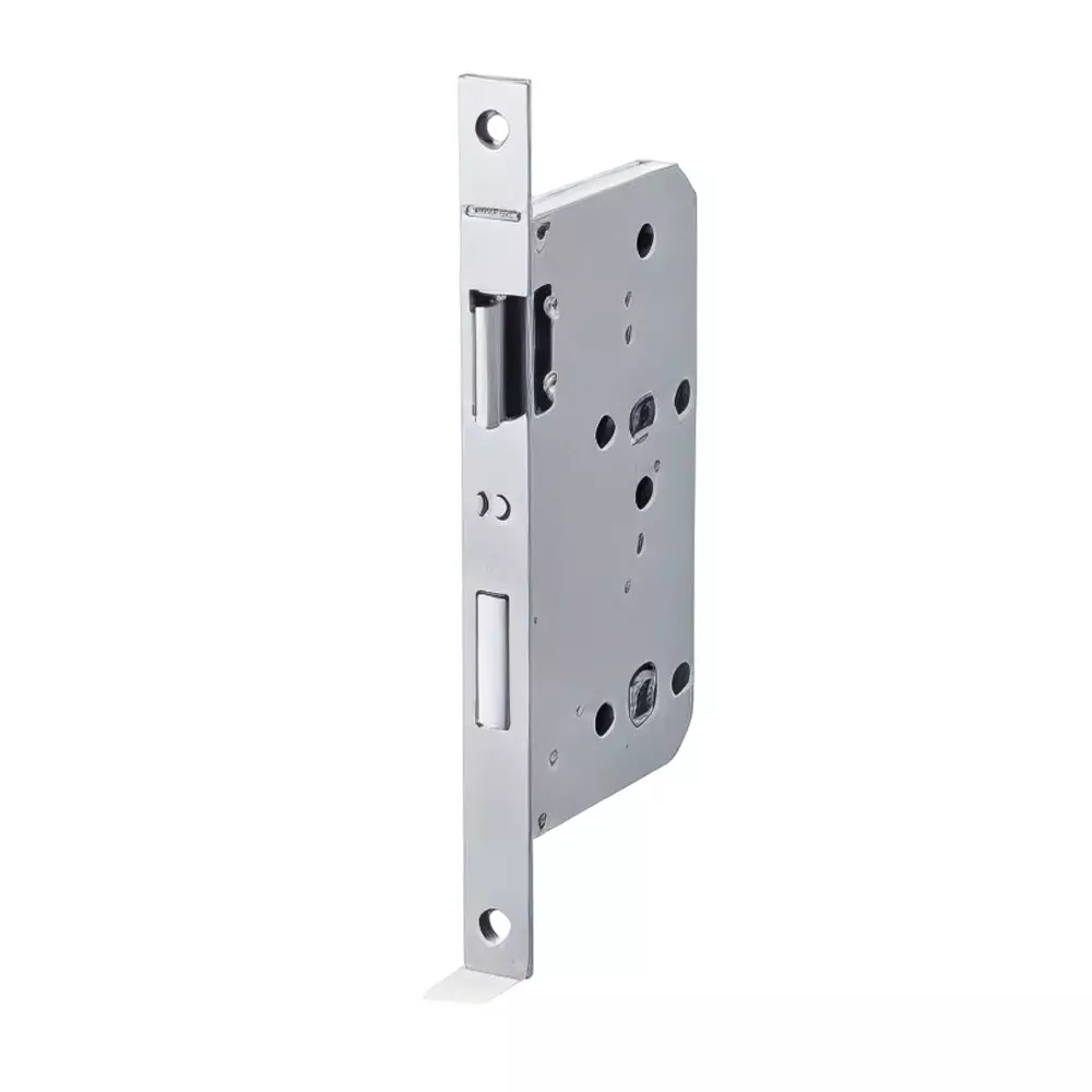 GEZE Mortise Sash Lock With Fixing Screws, Size 55/72 mm, Stainless Steel Front and Strike Plate with Brass Latch and SS Finish, 8115203