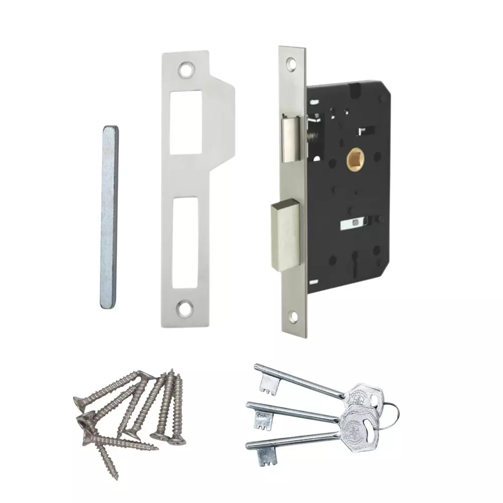 Harrison B-777 Series Mortise Lock Set 70 mm Aluminium SS/CP Finish with 3 Keys, 23701