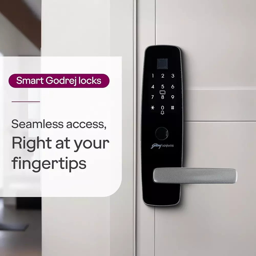 Godrej Digital Mortise Lock Advantis IoT9 60 mm Titanum Grey, 2400