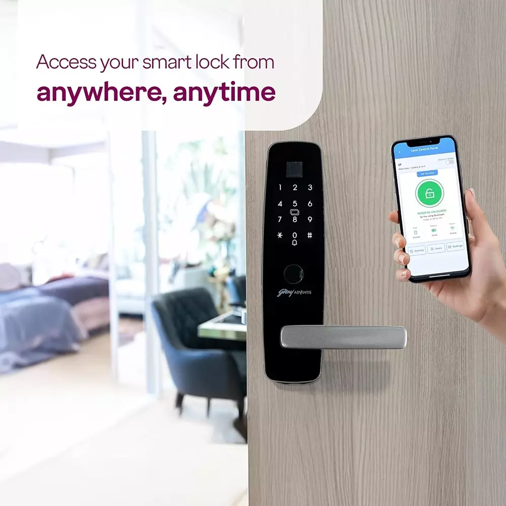 Godrej Digital Mortise Lock Advantis IoT9 60 mm Titanum Grey, 2400