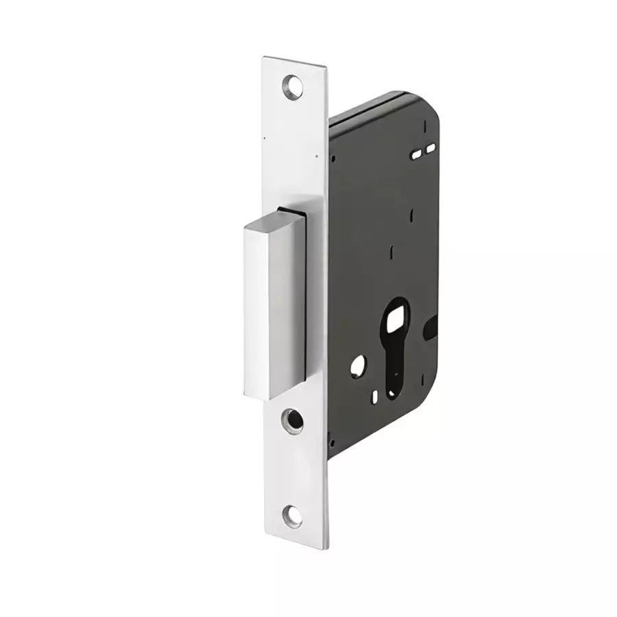 GEZE Dead Lock With Fixing Screws, Size 50 mm, Stainless Steel Front and Strike Plate with Brass Bolt and SS Finish, 8115206
