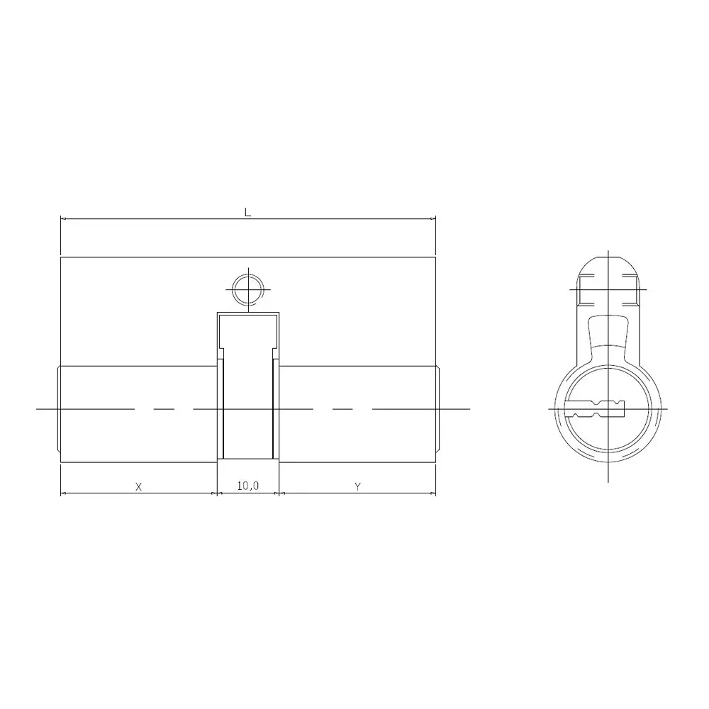 Ebco Mortise Door Lock Cylinder Brass Zen - 60 Key x Key Type Brushed Nickel Finish and Size 60 mm, MDLCBZ-60-2K-NB