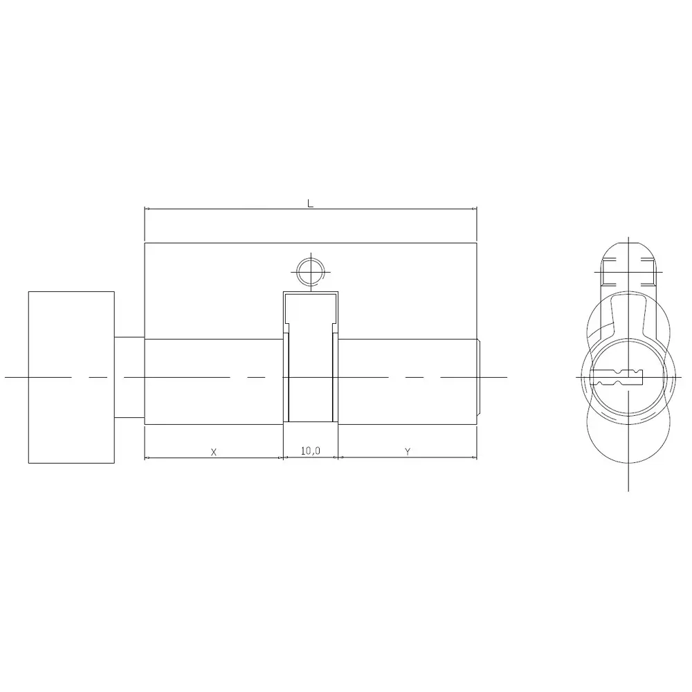 Ebco Mortise Door Lock Cylinder Brass Zen - 60 Key x Knob Type Matt Black Finish and Size 60 mm, MDLCBZ-60-1K-BL