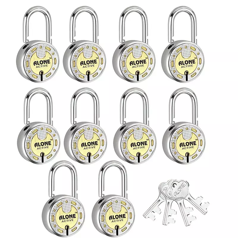 ALONE LOCKS Round 65 mm Alloy Steel ‎Antique 4 Keys Each Padlock
