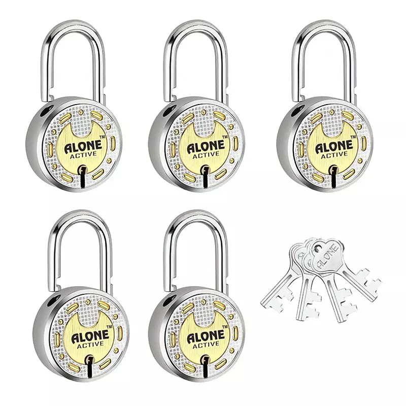 ALONE LOCKS Round 65 mm Alloy Steel ‎Antique 4 Keys Each Double Locking Padlock (Pack of 5)