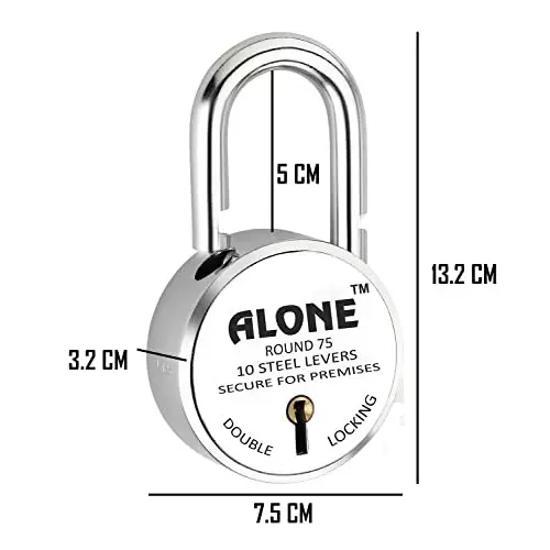ALONE LOCKS 75 mm Steel Chrome 4 Keys Door Double Locking Padlock