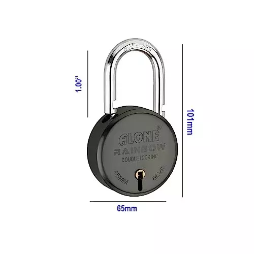 ALONE LOCKS Rainbow 65 mm Alloy Steel ‎Black Matt Antique 3 Keys Double Locking Padlock