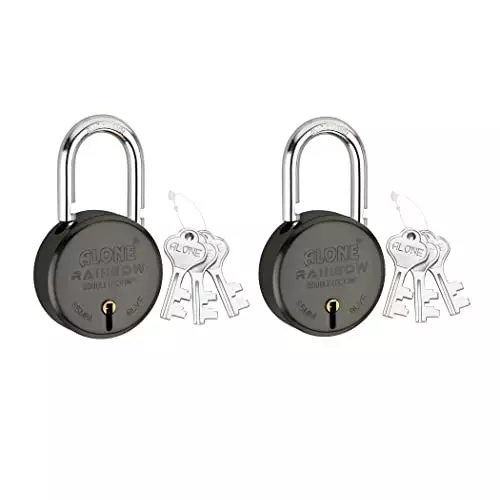 ALONE LOCKS Rainbow 65 mm Steel ‎Antique 6 Keys Double Locking Padlock (Pack of 2)
