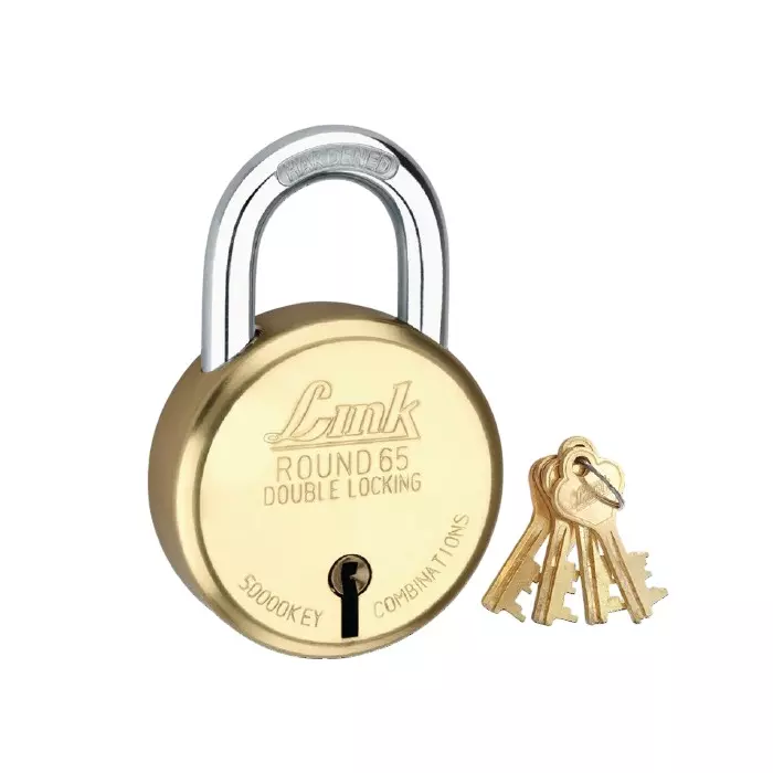 Link PadLock with 4 Keys Brass 65 mm