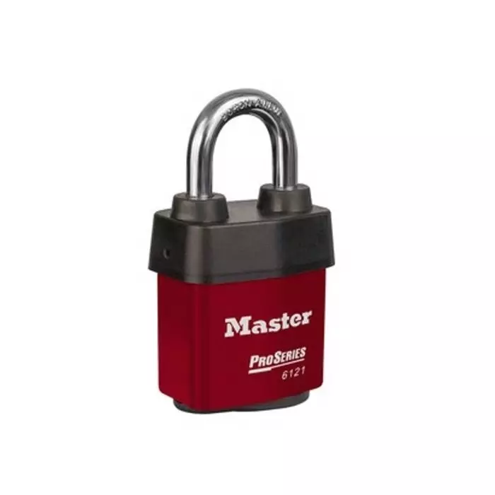 MASTER LOCK Key Weatherproof Padlock 8 mm Shackle, 6121RED