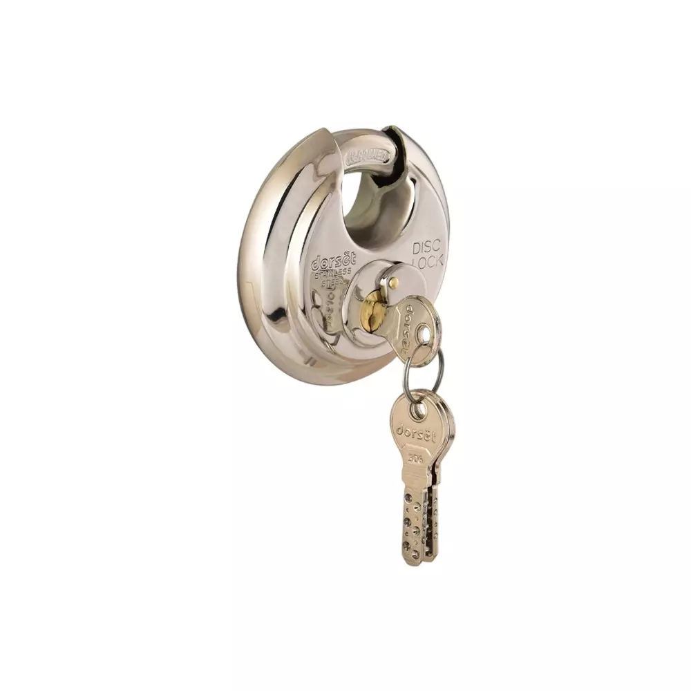 Dorset Diskuss Disc Pad Lock 90 mm With 3 Keys Stainless Steel, PD 90 DI (Pack of 40)