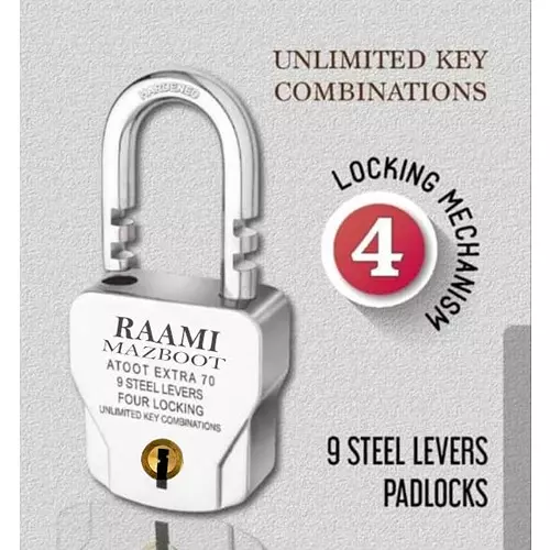 ALONE LOCKS Raami 68 mm Steel Chrome 4 Keys Door Padlock