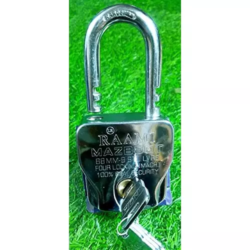 ALONE LOCKS Raami 68 mm Steel Chrome 4 Keys Door Padlock
