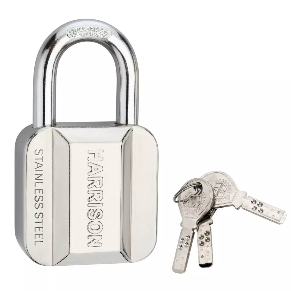 Harrison Padlocks with 3 Keys Silver 12 Pin Stainless Steel 60 mm Size for Door Shutter, Gates, Iron Grills Use, 0584