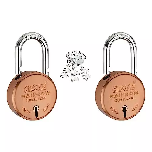 ALONE LOCKS 65 mm Alloy Steel ‎Copper Antique Padlock (Pack of 2)