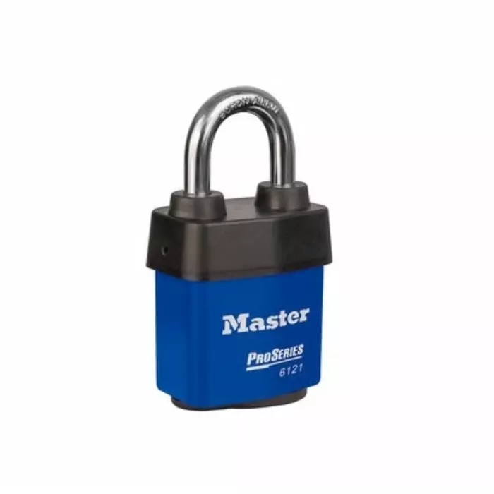 MASTER LOCK Key Weatherproof Padlock 8 mm Shackle, 6121BLU