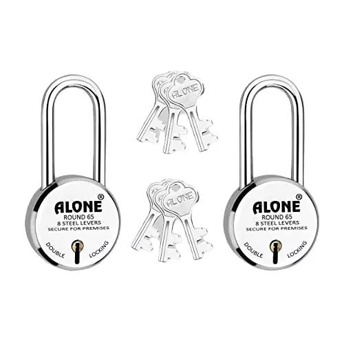 ALONE LOCKS Round 65 mm Alloy Steel Chrome 6 Same Keys Padlock
