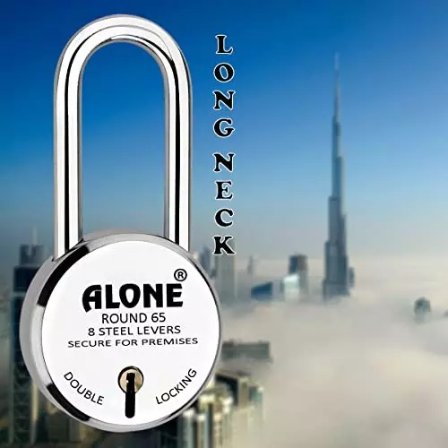 ALONE LOCKS Round 65 mm Alloy Steel Chrome 8 Same Keys Double Locking Padlock (Pack of 4)