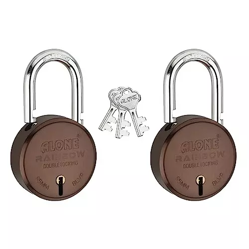ALONE LOCKS 65 mm Alloy Steel ‎Coffee Antique Padlock (Pack of 2)