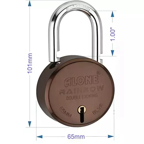 ALONE LOCKS Rainbow 65 mm Alloy Steel ‎Gold Antique 10 Keys Double Locking Padlock