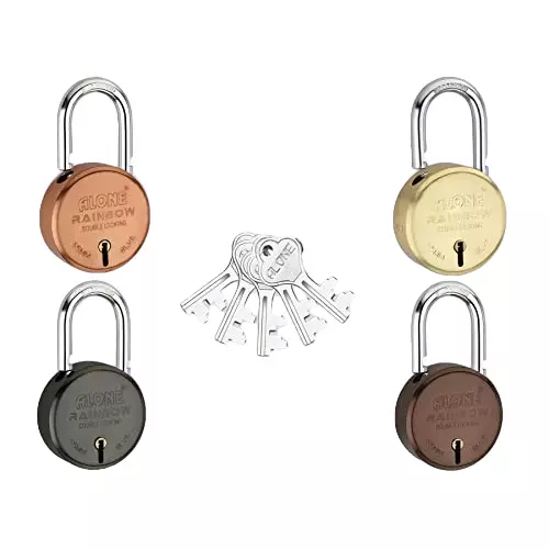 ALONE LOCKS 65 mm Alloy Steel ‎Antique 5 Same Keys Double Locking Padlock (Pack of 4)