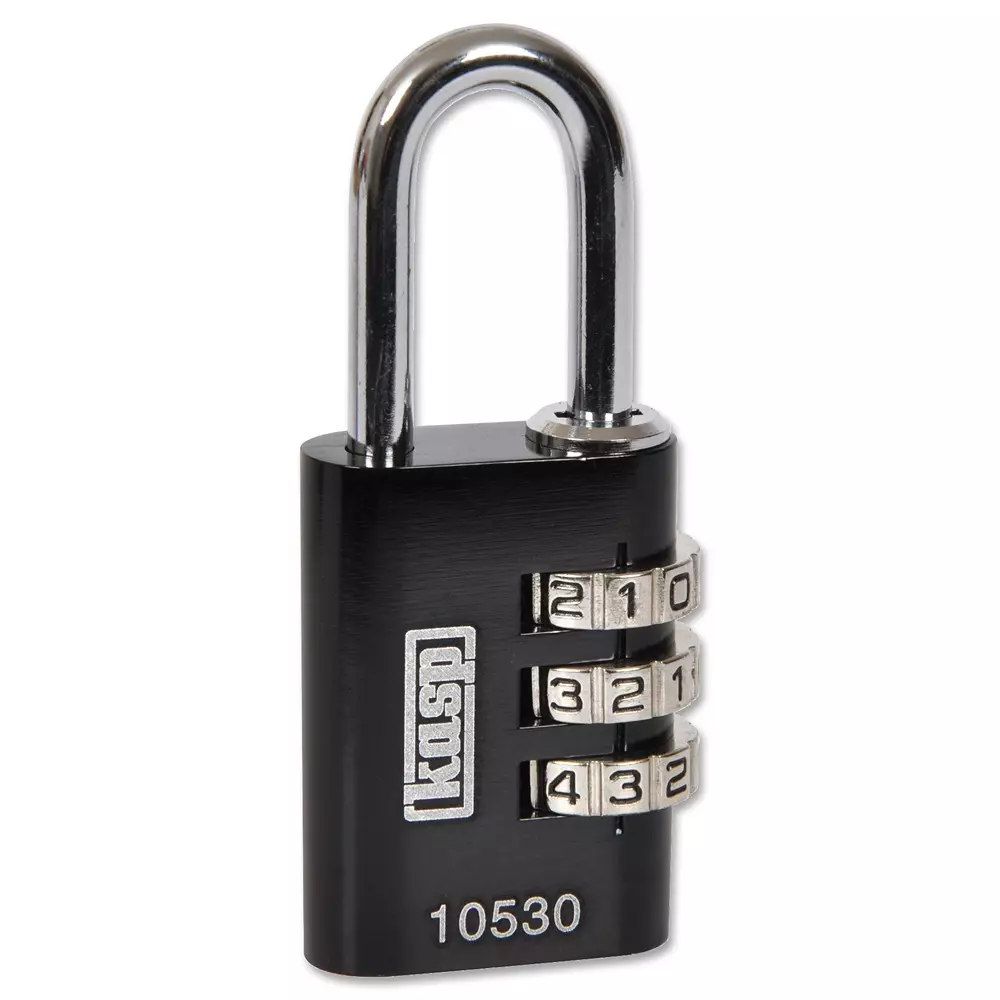 KASP SECURITY Lock, Combi, Aluminium, 30mm, BlACk, K10530BLAD