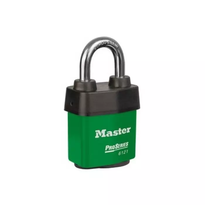 MASTER LOCK Key Weatherproof Padlock 8 mm Shackle, 6121GRN