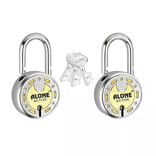 ALONE LOCKS Round 65 mm Alloy Steel ‎Antique 3 Same Keys Padlock