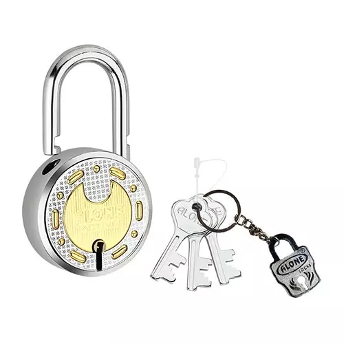 ALONE LOCKS Round 65 mm Alloy Steel ‎Antique 3 Same Keys Double Locking Padlock (Pack of 2)