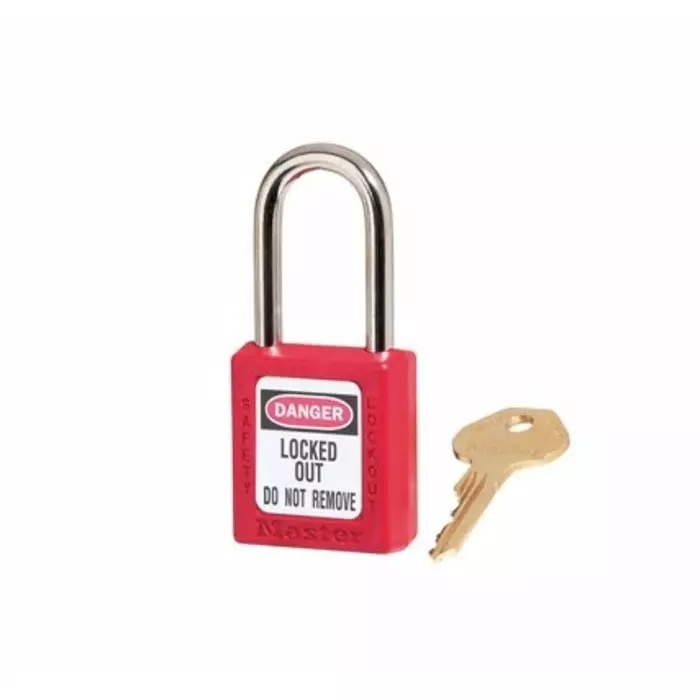 MASTER LOCK Key Safety Padlock 6 mm Shackle, 410RED