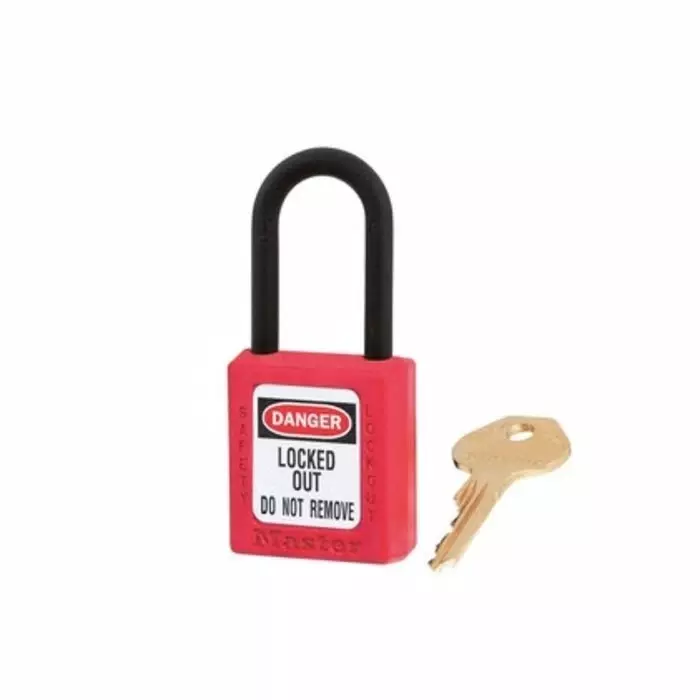 MASTER LOCK Key Safety Padlock 6 mm Shackle, 406RED