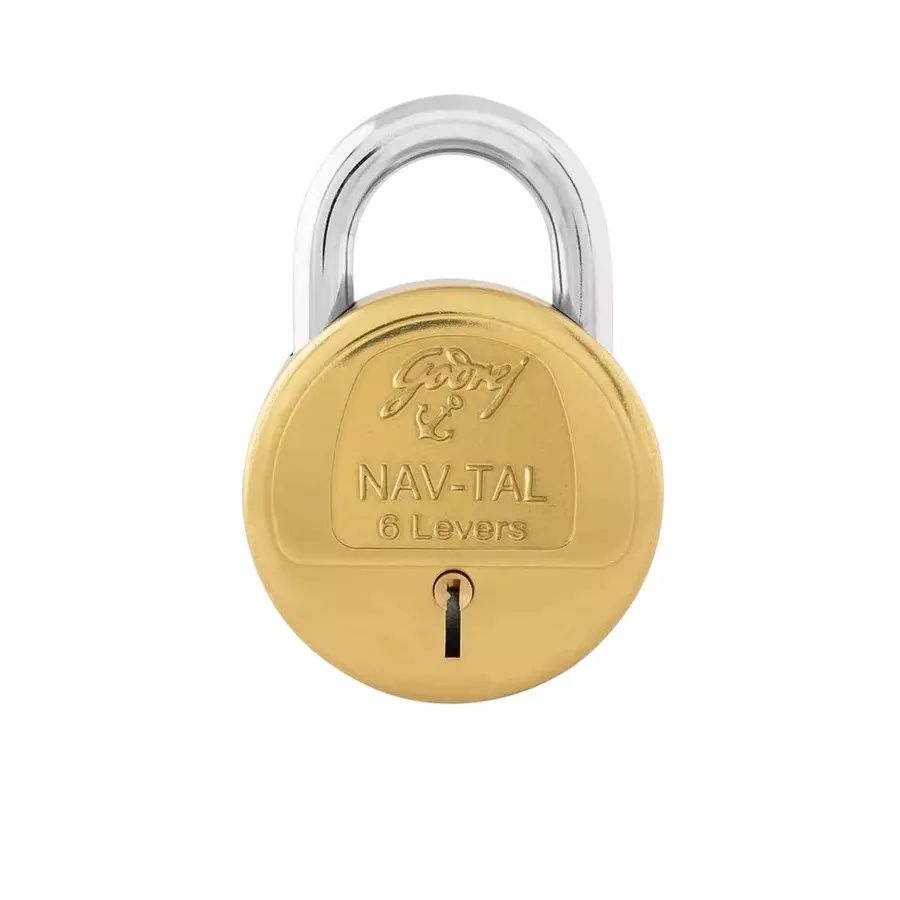 GODREJ Navtal Padlock With 4 Common Keys 50 mm Brass Finish 6 Levers, 3297 (Pack of 4)