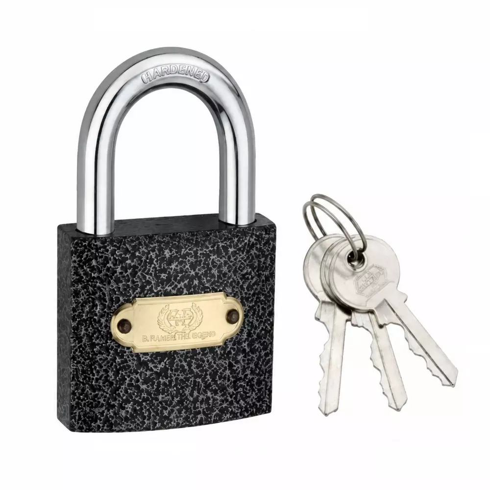 Harrison C I Pad Lock Cast Iron Black Finish Double Side Locking 40 mm Size with 3 Keys, 0323