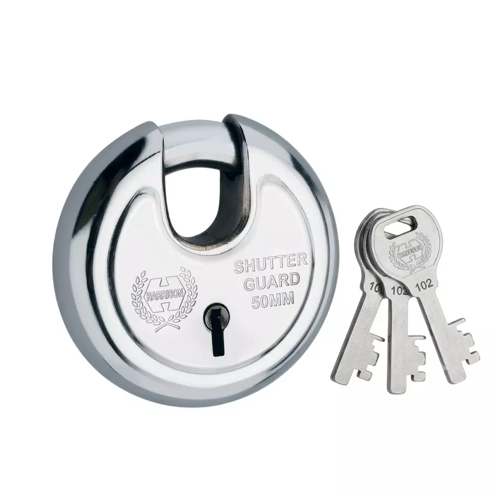 Harrison Padlocks with 3 Keys Silver 9 Lever Steel 90 mm Size for Door Shutter, Gates, Iron Grills Use, 0025