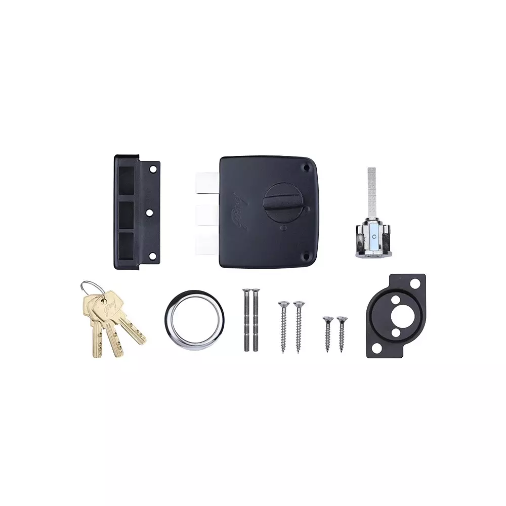 Godrej Reversible Pin Cylinder 1CK Deadbolt Tribolt Compact Textured Black Finish, 4514